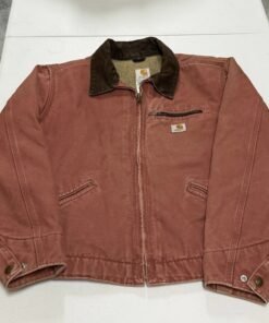 VINTAGE Carhartt Jacket Women L Pink Salmon Detroit Sherpa Lined W J097 VRS Rose