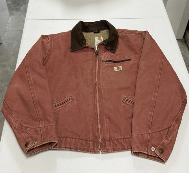 VINTAGE Carhartt Jacket Women L Pink Salmon Detroit Sherpa Lined W J097 VRS Rose
