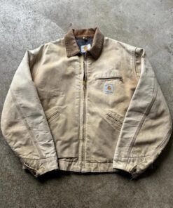 Vintage Carhartt Detroit Jacket Sz 40 Tan Duck Canvas Blanket Lined USA Made