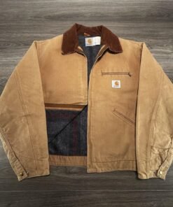 Vintage 80s Carhartt Detroit Jacket Mens 44 Brown Canvas Blanket Lined 6BLJ USA