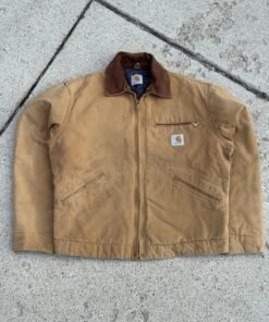 Vintage Carhartt J01 BRN Detroit Workwear Jacket Size Medium 6BLJ Made USA 90s